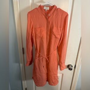 Adam Lippes Coral silk Shirt Dress size 4 EUC